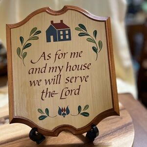 As For Me and My House We Will Serve The Lord Wood Plaque Sign Vintage 70s 80s.